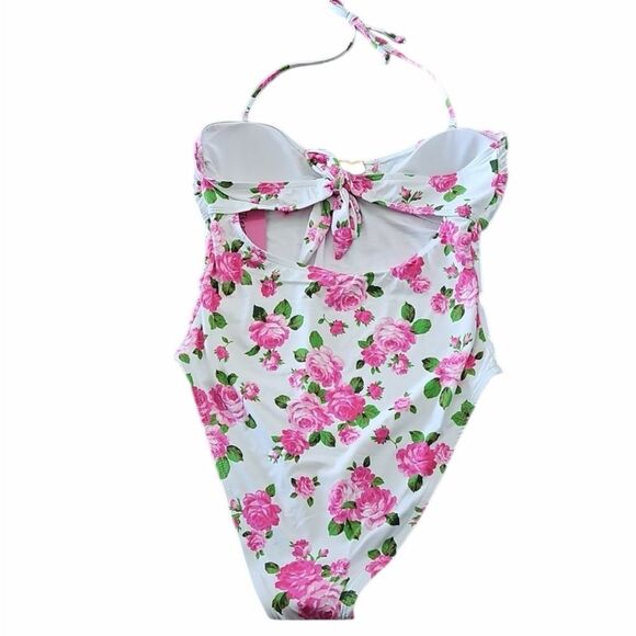 Betsey Johnson Love Always Bandeau One Piece Swimsuit Floral Roses Size M NEW - Picture 5 of 8